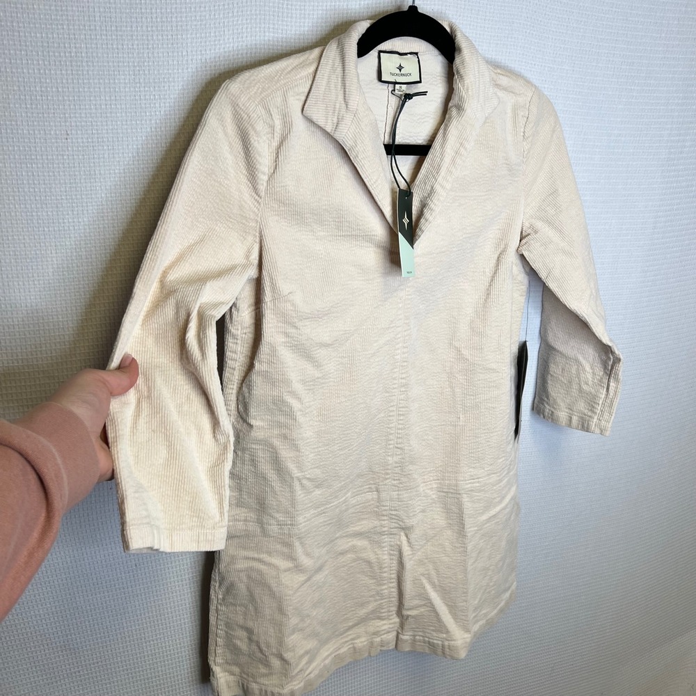 Tuckernuck Winter White‎ Corduroy Notch Lapel Shift Dress B1708 Mens Small NEW